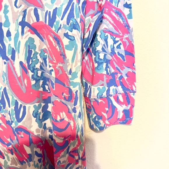 Lilly Pulitzer Marlowe Pink and Blue Sheath Midi Dress 100% cotton.  Size S - Picture 2 of 5